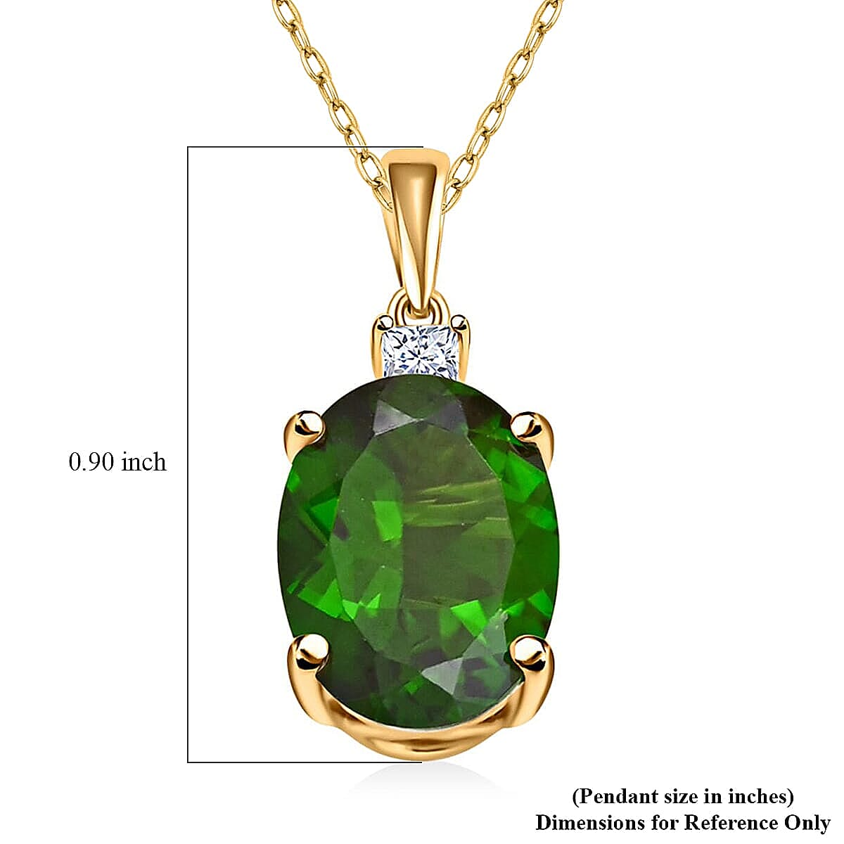 10K Yellow Gold,  Natural Chrome Diopside,  White Diamond Pendant with Chain (Size 18) 2.65ct  Gold Wt. 2.31 Gms  2.650  Ct.
