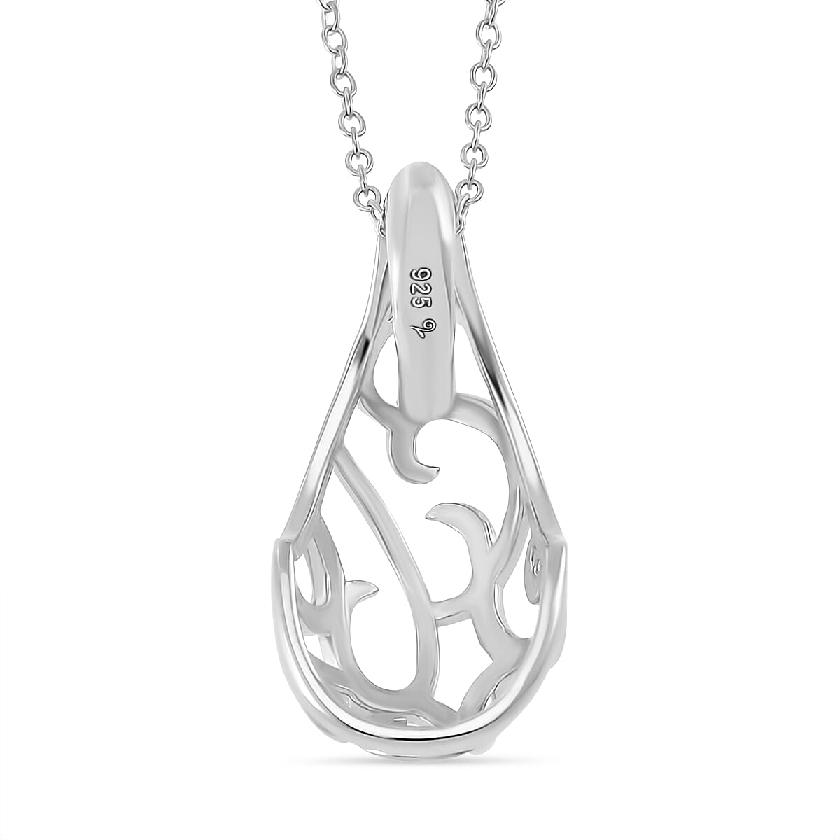LucyQ- Air Drip Collection Pendant with Chain (Size 16-18) in Rhodium Overlay Sterling Silver LucyQ- Air Drip Collection Pendant with Chain (Size 16-18) in Rhodium Overlay Sterling Silver