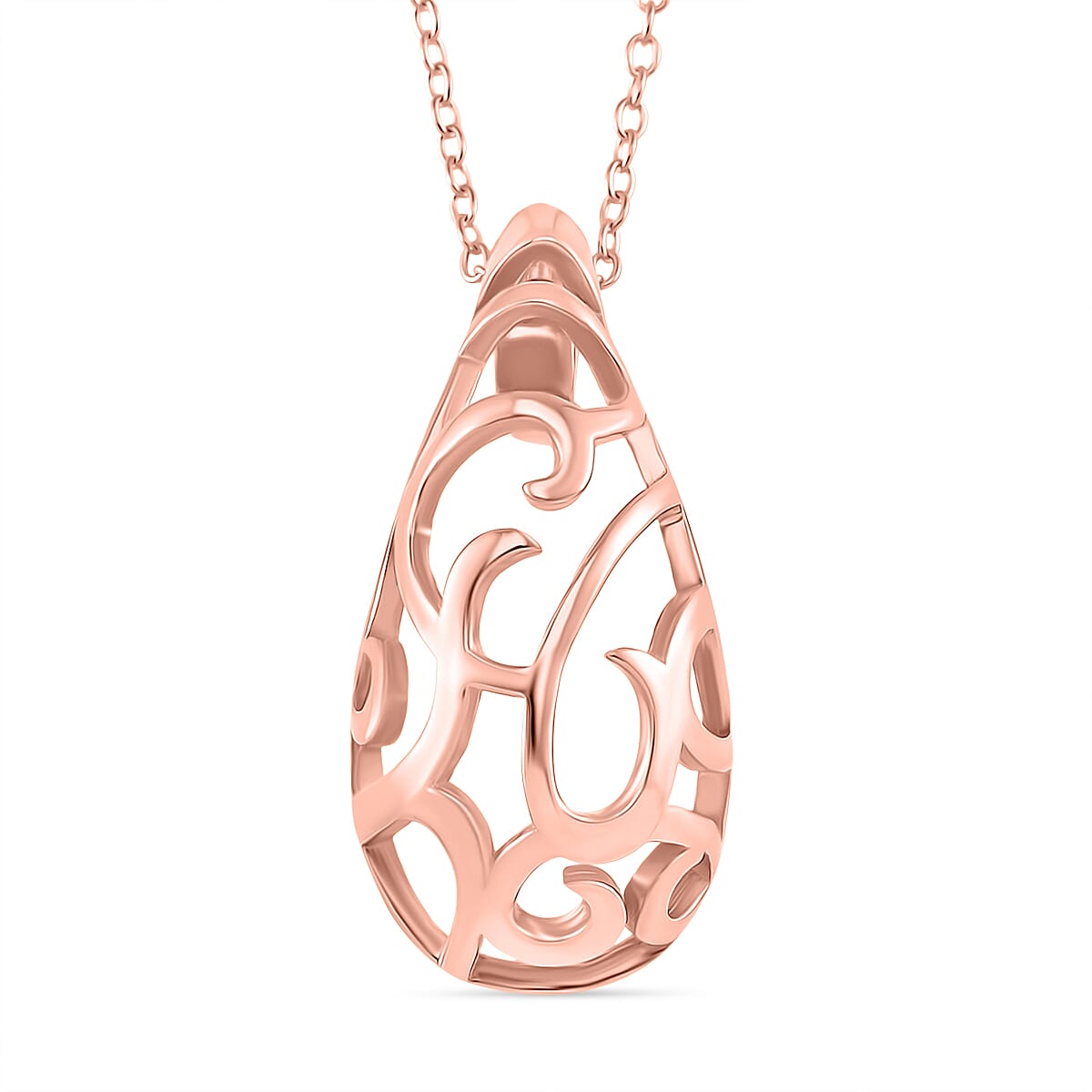 LucyQ - Air Drip Collection Pendant with Chain (Size 16-18) in 18K Vermeil Rose Gold Plated Sterling Silver