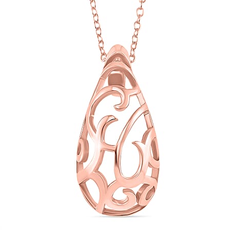 LucyQ - Air Drip Collection Pendant with Chain (Size 16-18) in 18K Vermeil Rose Gold Plated Sterling Silver