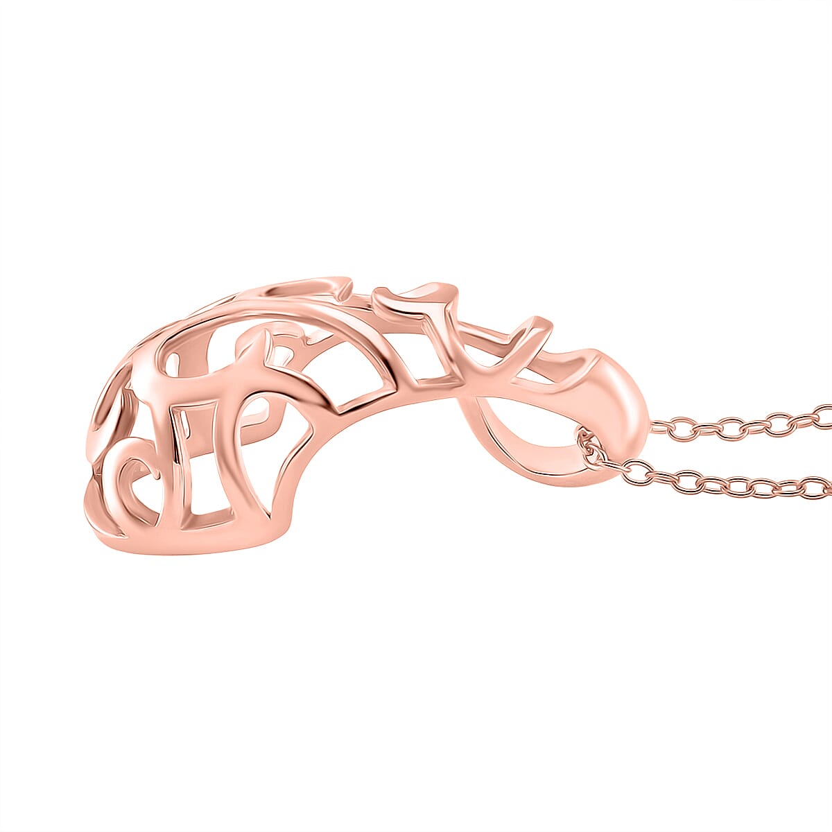 LucyQ - Air Drip Collection Pendant with Chain (Size 16-18) in 18K Vermeil Rose Gold Plated Sterling Silver