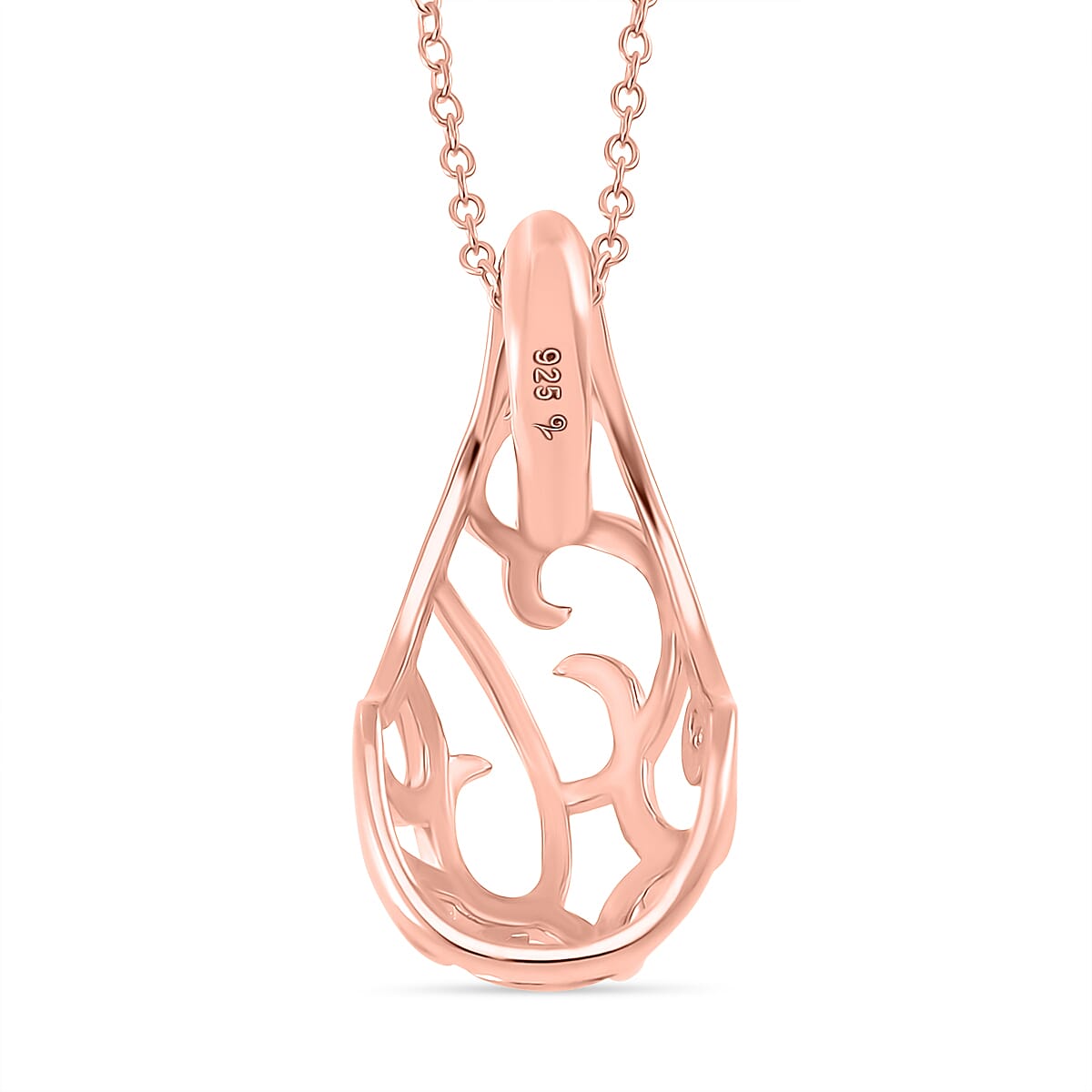 LucyQ - Air Drip Collection Pendant with Chain (Size 16-18) in 18K Vermeil Rose Gold Plated Sterling Silver