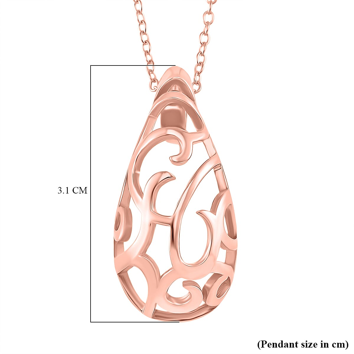 LucyQ - Air Drip Collection Pendant with Chain (Size 16-18) in 18K Vermeil Rose Gold Plated Sterling Silver