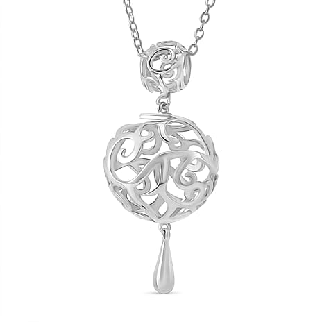 LucyQ - Air Drip Collection Pendant with Chain (Size 18) in Rhodium Overlay Sterling Silver
