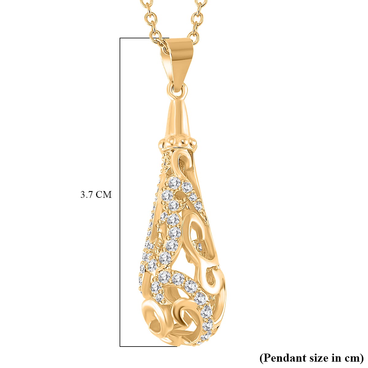 LucyQ - Air Drip Collection White Zircon Necklace with Chain (Size 20) in 18K Vermeil Yellow Gold Plated Sterling Silver 1.08 Ct. LucyQ - Air Drip Collection White Zircon Necklace with Chain (Size 20) in 18K Vermeil Yellow Gold Plated Sterling Silver 1.08 Ct.