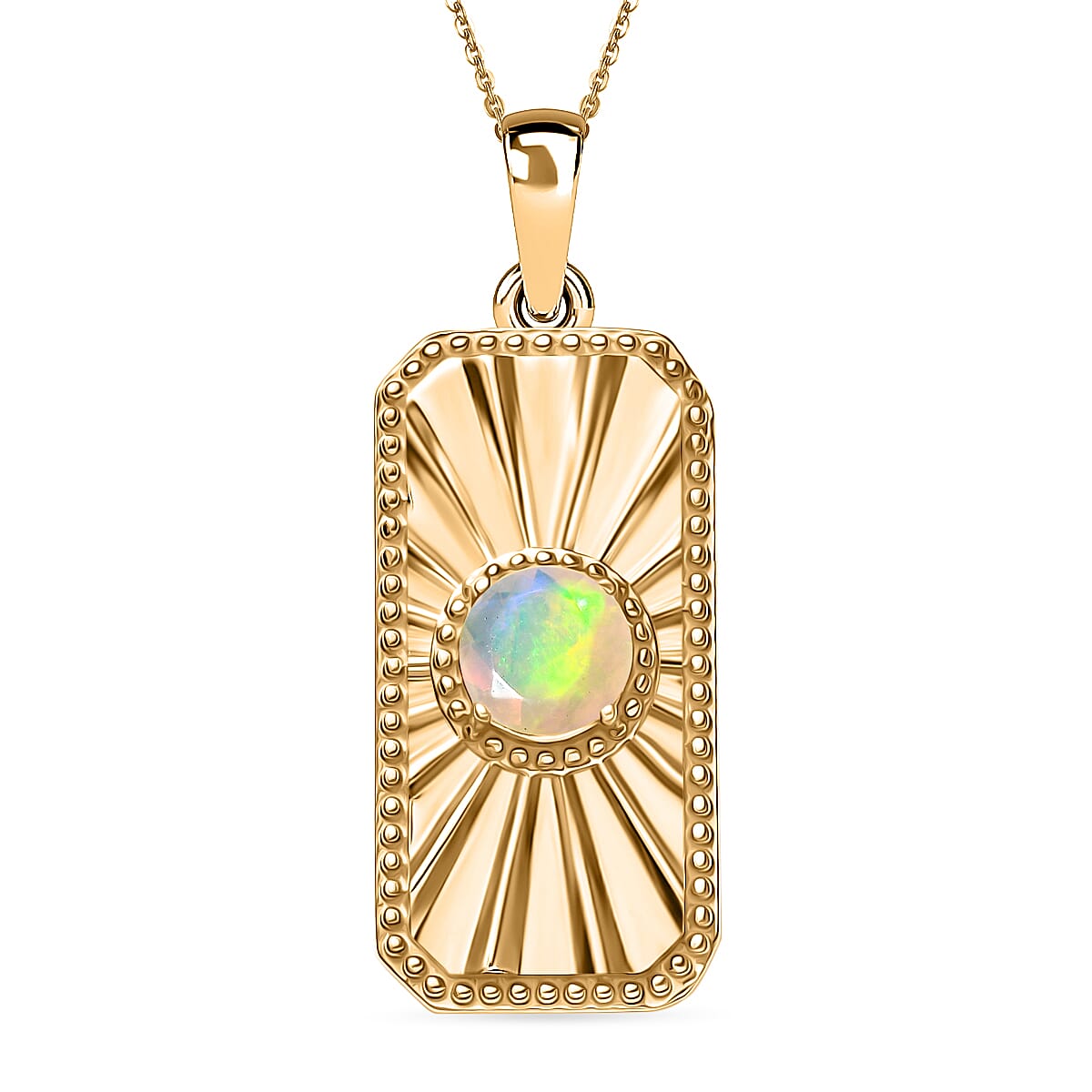 Ethiopian Faceted Opal Pendant with Chain (Size 20) in 18K Vermeil Yellow Gold Plated Sterling Silver 0.52 Ct.