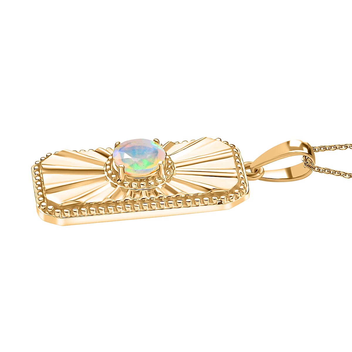 Ethiopian Faceted Opal Pendant with Chain (Size 20) in 18K Vermeil Yellow Gold Plated Sterling Silver 0.52 Ct.
