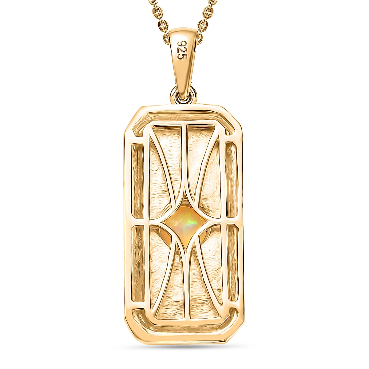 Ethiopian Faceted Opal Pendant with Chain (Size 20) in 18K Vermeil Yellow Gold Plated Sterling Silver 0.52 Ct.