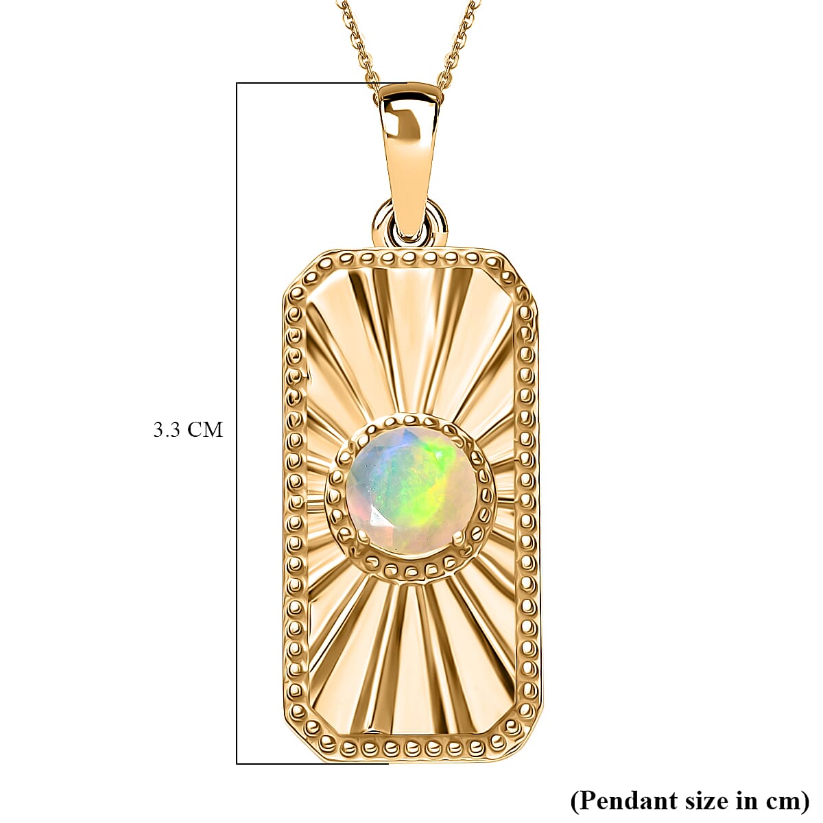 Ethiopian Faceted Opal Pendant with Chain (Size 20) in 18K Vermeil Yellow Gold Plated Sterling Silver 0.52 Ct.