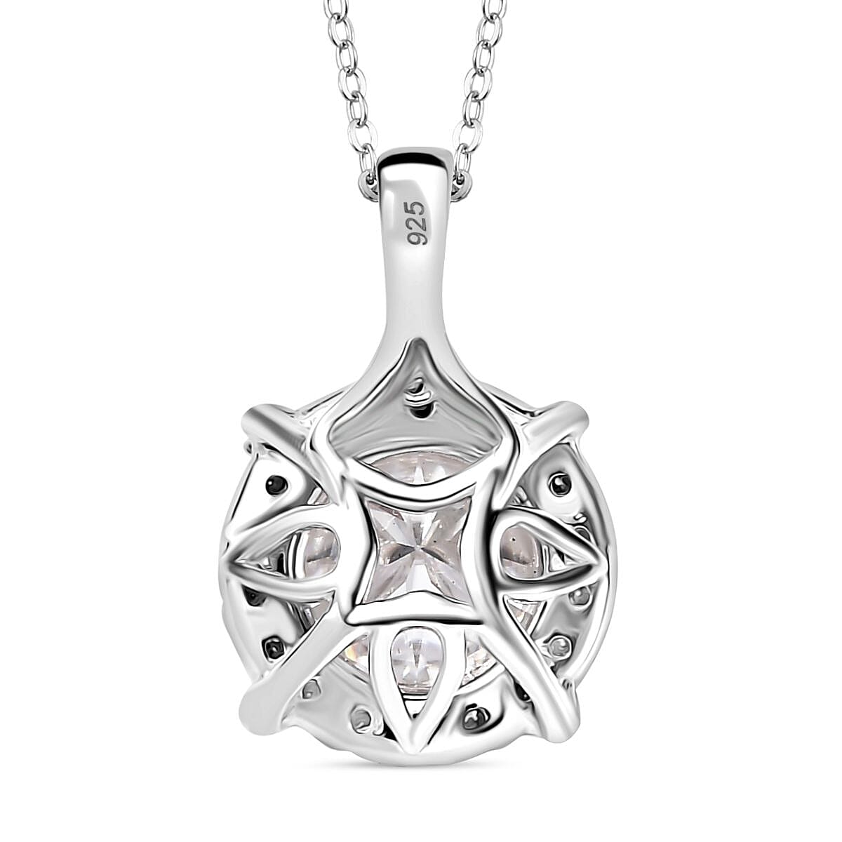 Moissanite Pendant with Chain (Size 20) in Rhodium Overlay Sterling Silver 2.07 Ct.