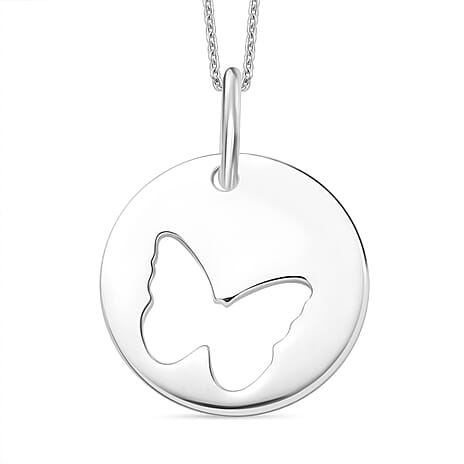 Pendant with Chain (Size 20) in Rhodium Overlay Sterling Silver Wt. 4.70 Gms.