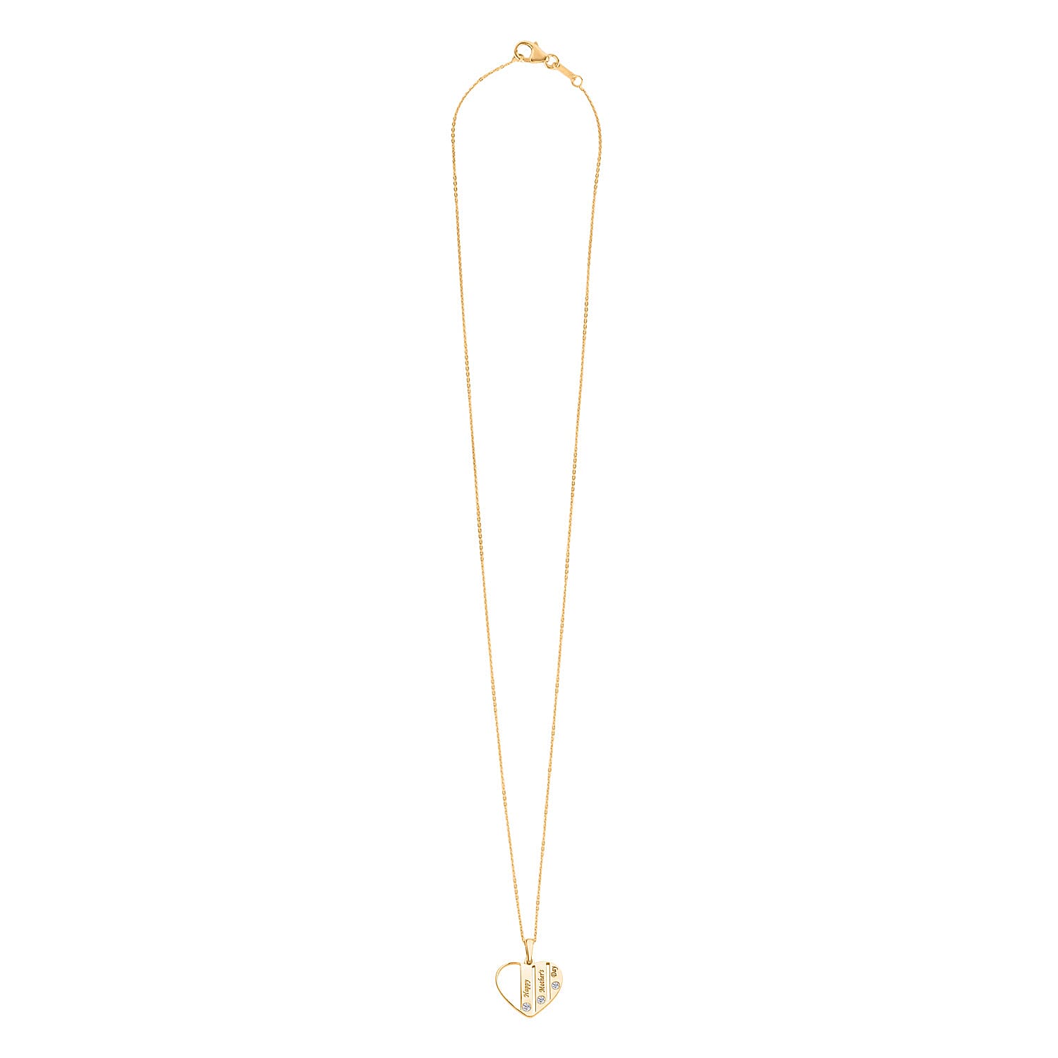 White Zircon Pendant with Chain (Size 20) in 18K Vermeil Yellow Gold Plated Sterling Silver 0.15 Ct.