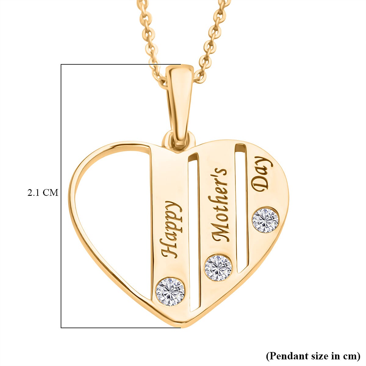 White Zircon Pendant with Chain (Size 20) in 18K Vermeil Yellow Gold Plated Sterling Silver 0.15 Ct.