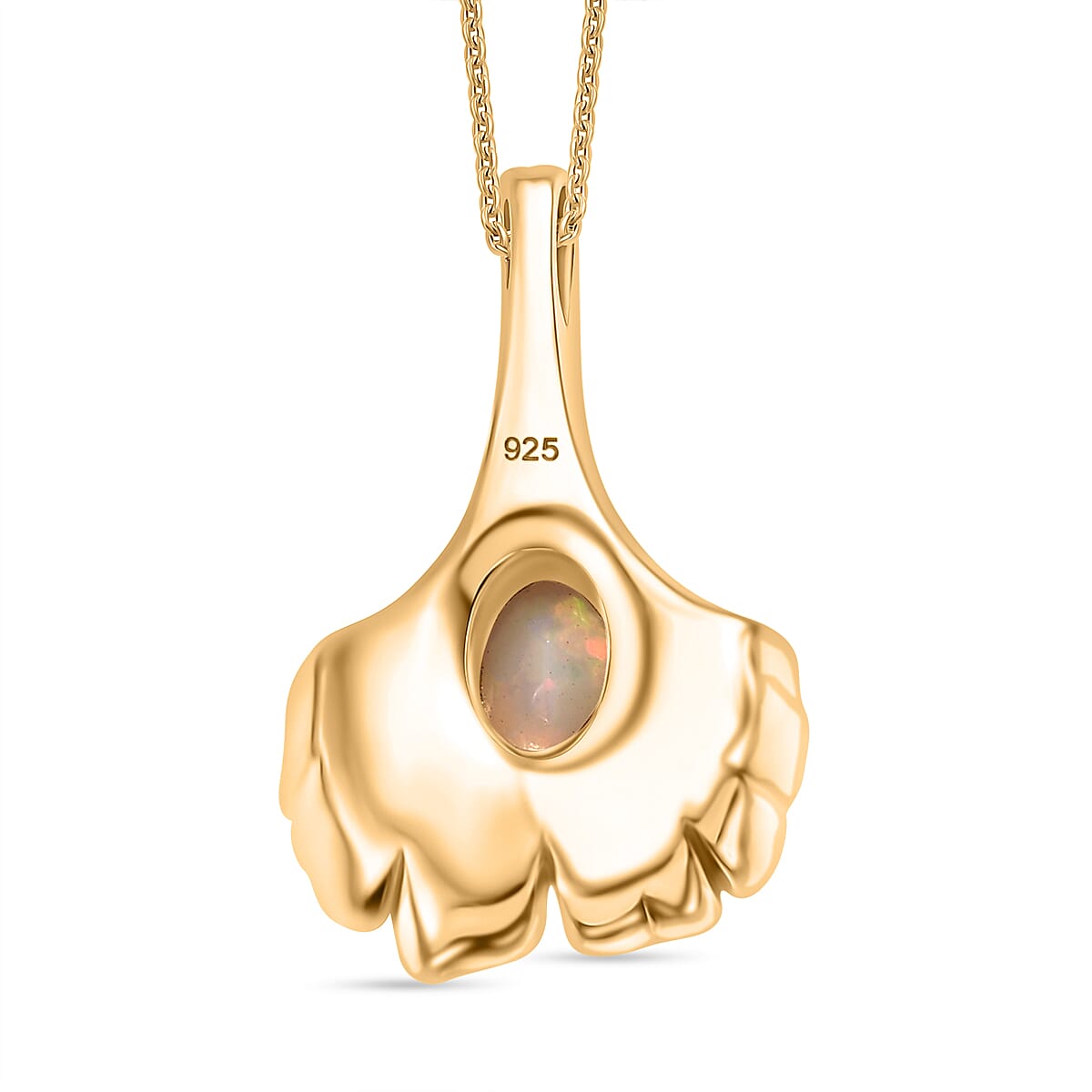 Ethiopian Faceted Opal Pendant with Chain (Size 20) in 18K Vermeil Yellow Gold Plated Sterling Silver Ethiopian Faceted Opal Pendant with Chain (Size 20) in 18K Vermeil Yellow Gold Plated Sterling Silver