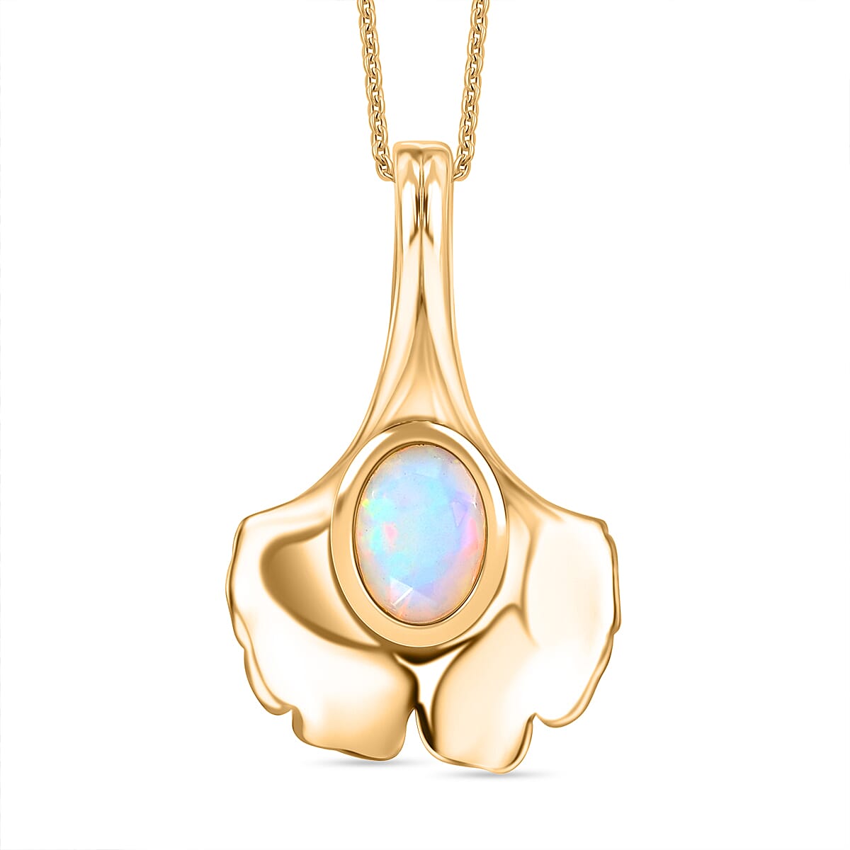 Ethiopian Faceted Opal Pendant with Chain (Size 20) in 18K Vermeil Yellow Gold Plated Sterling Silver Ethiopian Faceted Opal Pendant with Chain (Size 20) in 18K Vermeil Yellow Gold Plated Sterling Silver