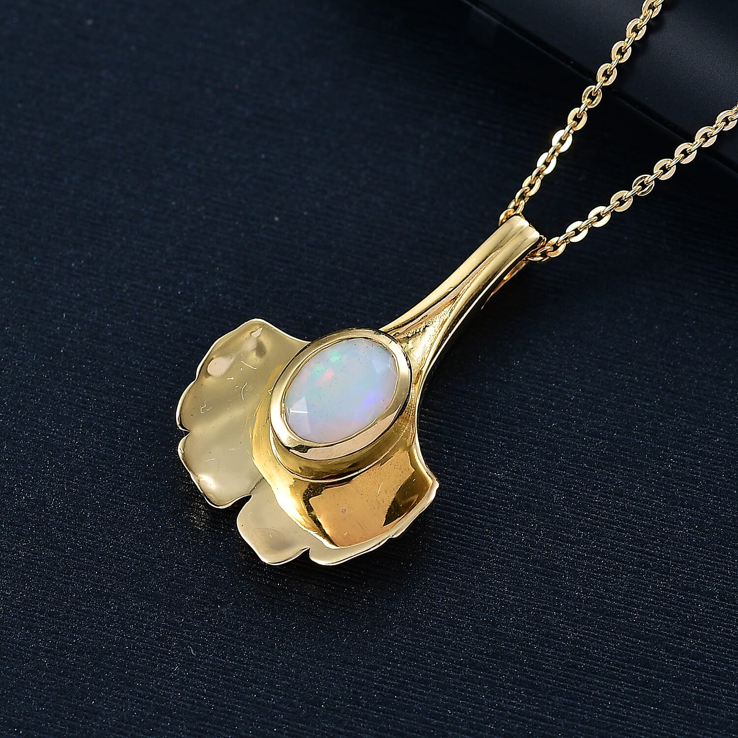 Ethiopian Faceted Opal Pendant with Chain (Size 20) in 18K Vermeil Yellow Gold Plated Sterling Silver Ethiopian Faceted Opal Pendant with Chain (Size 20) in 18K Vermeil Yellow Gold Plated Sterling Silver