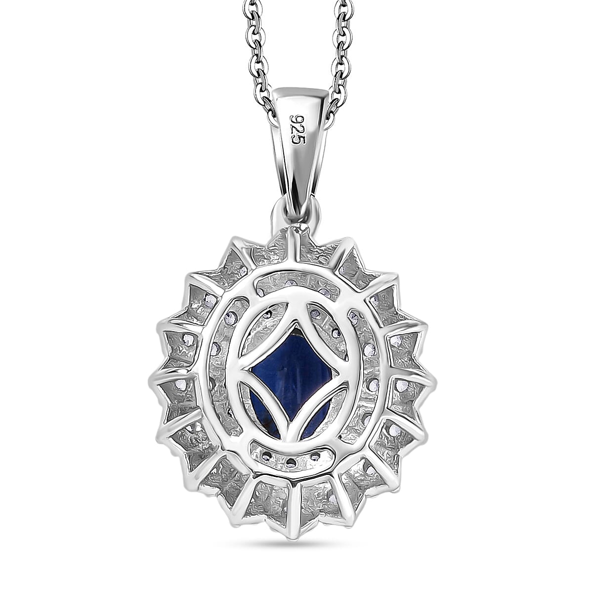 AAA Natural Kashmir Kyanite & White Zircon Pendant with Chain (Size 20) in Rhodium Overlay Sterling Silver 2.62 Ct. AAA Natural Kashmir Kyanite & White Zircon Pendant with Chain (Size 20) in Rhodium Overlay Sterling Silver 2.62 Ct.