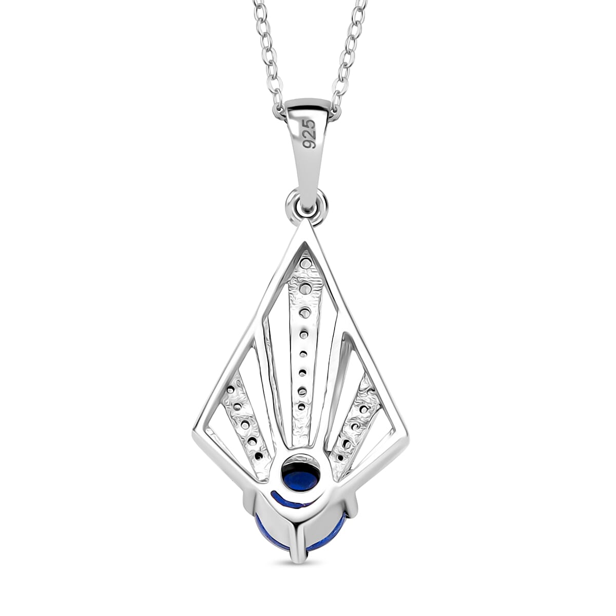 AAA Natural Kashmir Kyanite & White Zircon Pendant with Chain (Size 20) in 18K Vermeil Yellow Gold Plated & Rhodium Overlay Sterling Silver AAA Natural Kashmir Kyanite & White Zircon Pendant with Chain (Size 20) in 18K Vermeil Yellow Gold Plated & Rhodium Overlay Sterling Silver