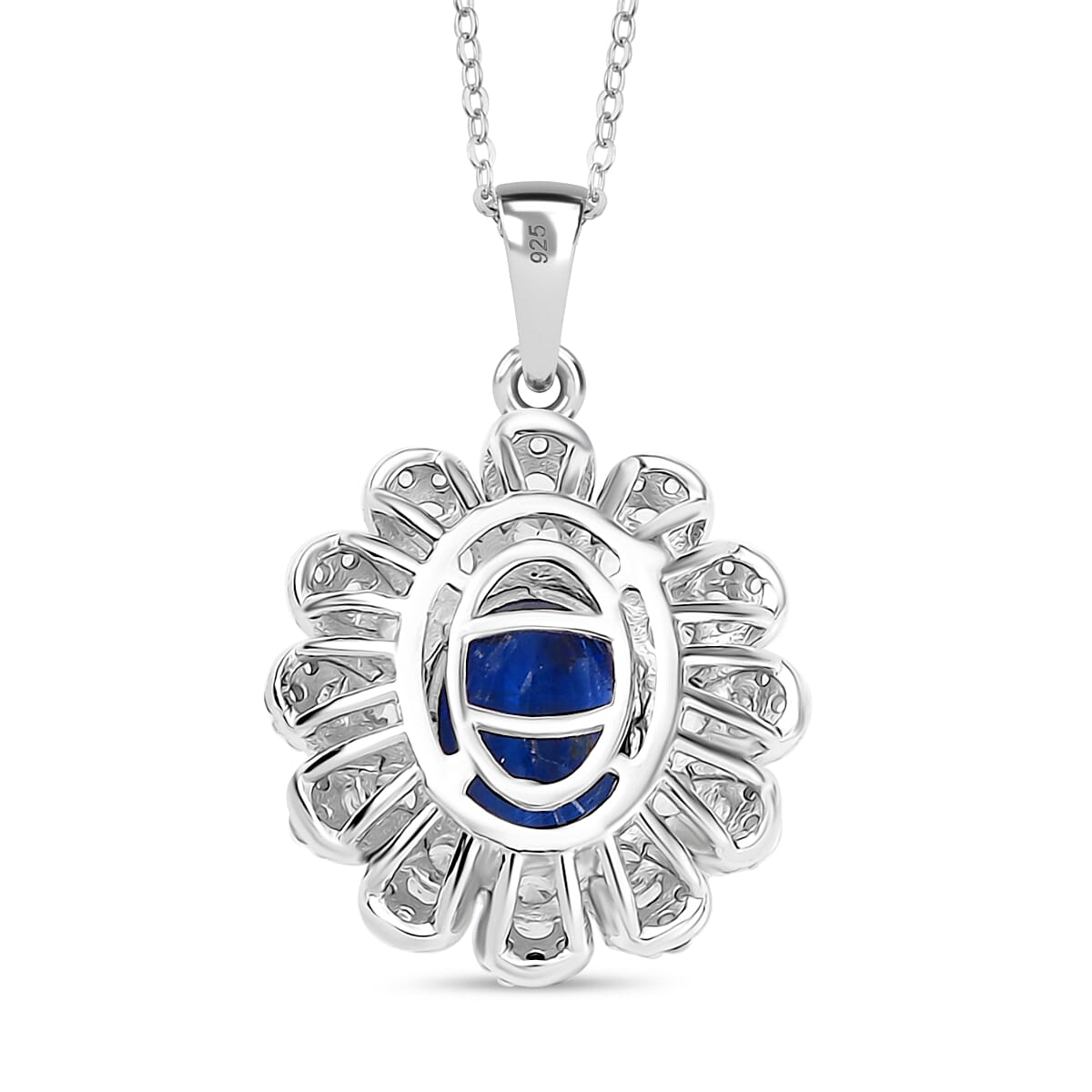 AAA Natural Kashmir Kyanite & White Zircon Pendant with Chain (Size 20) in Rhodium Overlay Sterling Silver 3.77 Ct. AAA Natural Kashmir Kyanite & White Zircon Pendant with Chain (Size 20) in Rhodium Overlay Sterling Silver 3.77 Ct.