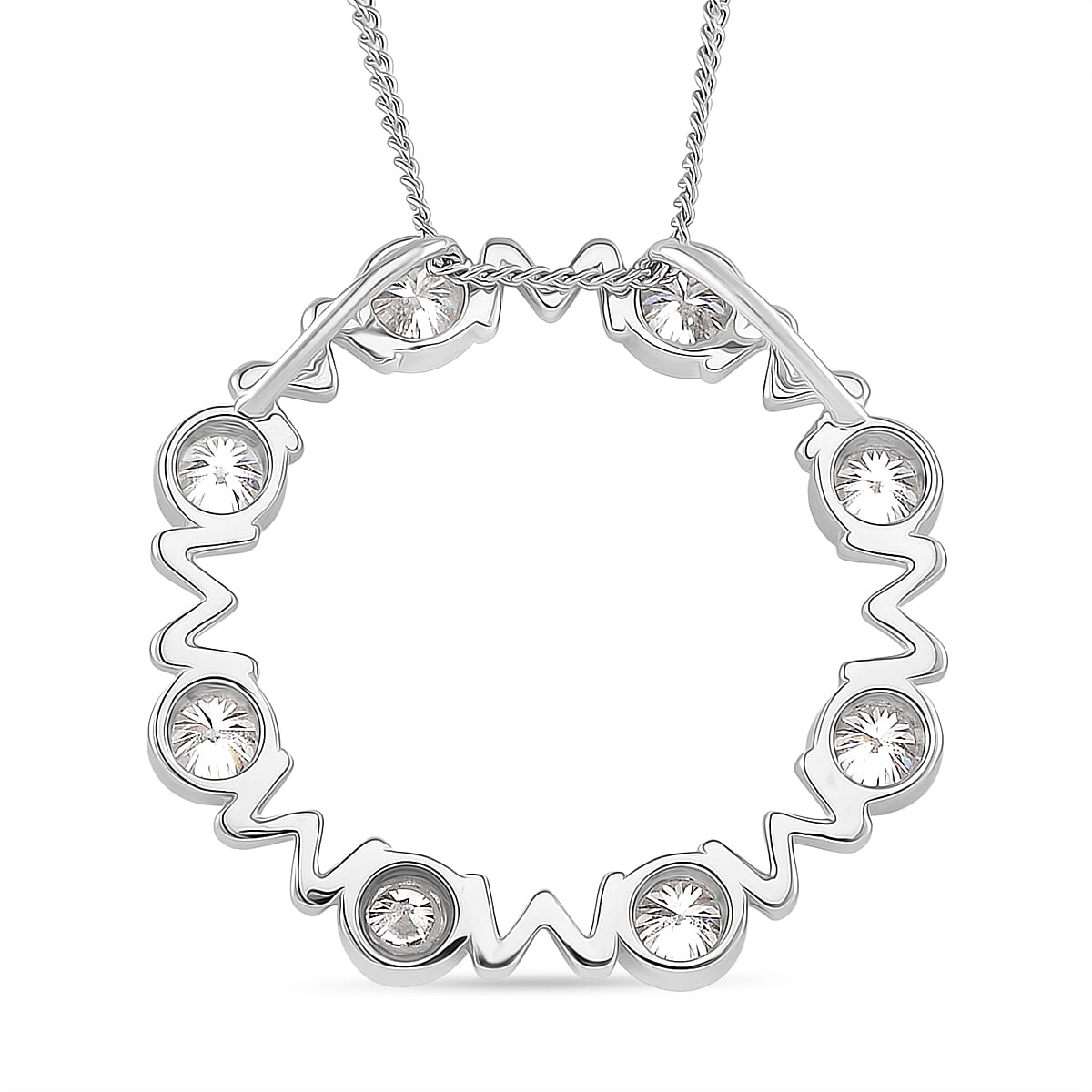 Premium Moissanite - GRA Certified (VVS1-D) Pendant with Chain (Size 18) in Rhodium Overlay Sterling Silver 1.60 Ct.