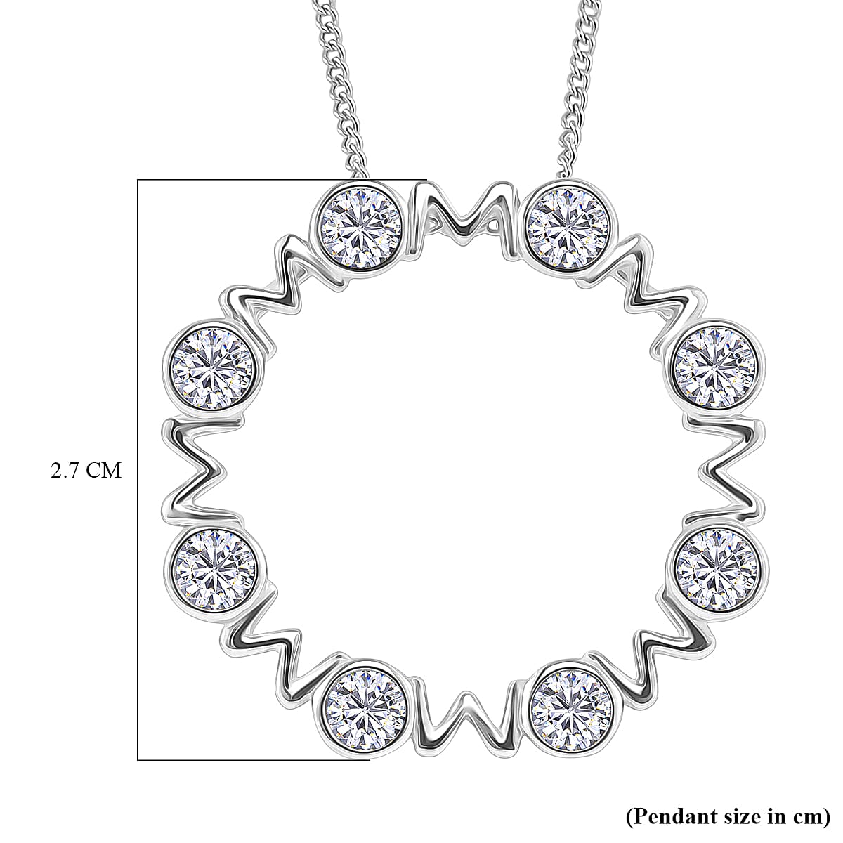 Premium Moissanite - GRA Certified (VVS1-D) Pendant with Chain (Size 18) in Rhodium Overlay Sterling Silver 1.60 Ct.