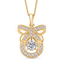 RADIANTA GRA Certified 0.84 Ct. Moissanite Bow Pendant with Chain (Size 18) in 18K Vermeil Yellow Gold Plated Sterling Silver (D-VVS1)