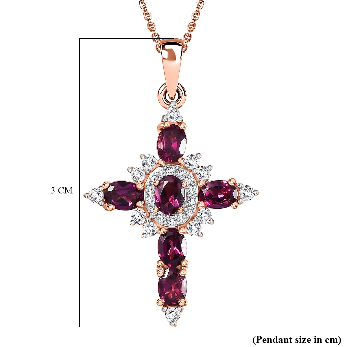 Radiant Ember Garnet & Moissanite Pendant with Chain (Size 20) in 18K Vermeil Rose Gold Plated Sterling Silver 1.67 Ct. Radiant Ember Garnet & Moissanite Pendant with Chain (Size 20) in 18K Vermeil Rose Gold Plated Sterling Silver 1.67 Ct.