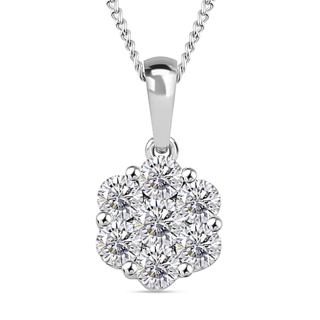 RADIANTA GRA Certified Moissanite D-VVS1 Pendant with Chain (Size 18) in Rhodium Overlay Sterling Silver 5.64 Ct.