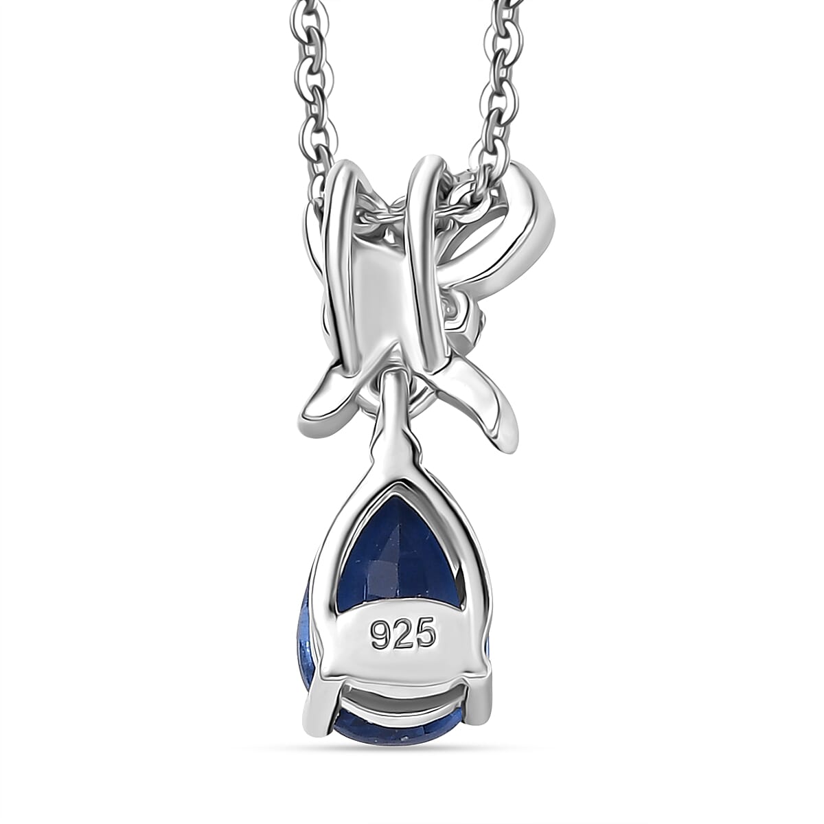 AAA Natural Kashmir Kyanite & White Zircon Pendant with Chain (Size 20) in Rhodium Overlay Sterling Silver 1.01 Ct. AAA Natural Kashmir Kyanite & White Zircon Pendant with Chain (Size 20) in Rhodium Overlay Sterling Silver 1.01 Ct.