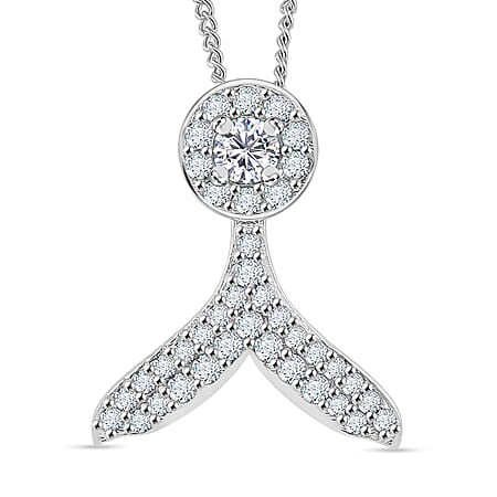 RADIANTA GRA Certified Moissanite D-VVS1 Pendant with Chain (Size 18) in Rhodium Overlay Sterling Silver