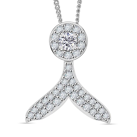 RADIANTA Premium D Colour VVS1 GRA Certified (VVS1-D) Moissanite Pendant with Chain (Size 18) in Rhodium Overlay Sterling Silver