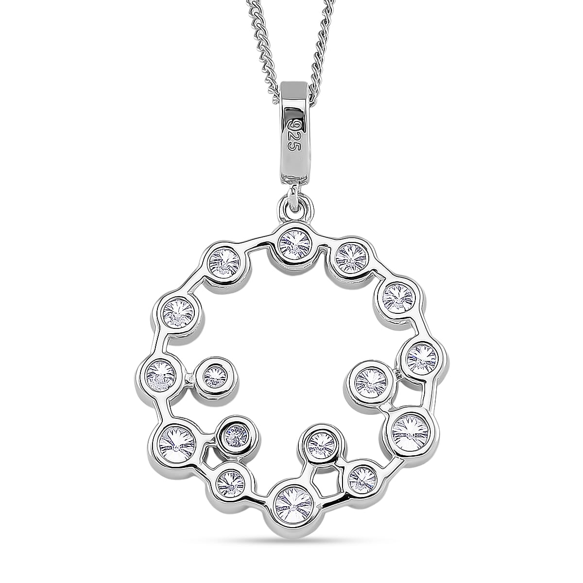 RADIANTA Premium D Colour GRA Certified (VVS1-D) Moissanite Pendant with Chain (Size 18) in Rhodium Overlay Sterling Silver 1.85 Ct.