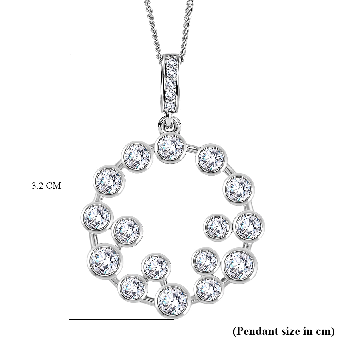 RADIANTA Premium D Colour GRA Certified (VVS1-D) Moissanite Pendant with Chain (Size 18) in Rhodium Overlay Sterling Silver 1.85 Ct.