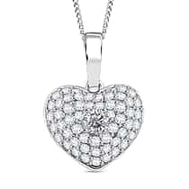 RADIANTA GRA Certified 0.93 Ct. Moissanite Cluster Heart Pendant with Chain (Size 18) in Rhodium Overlay Sterling Silver