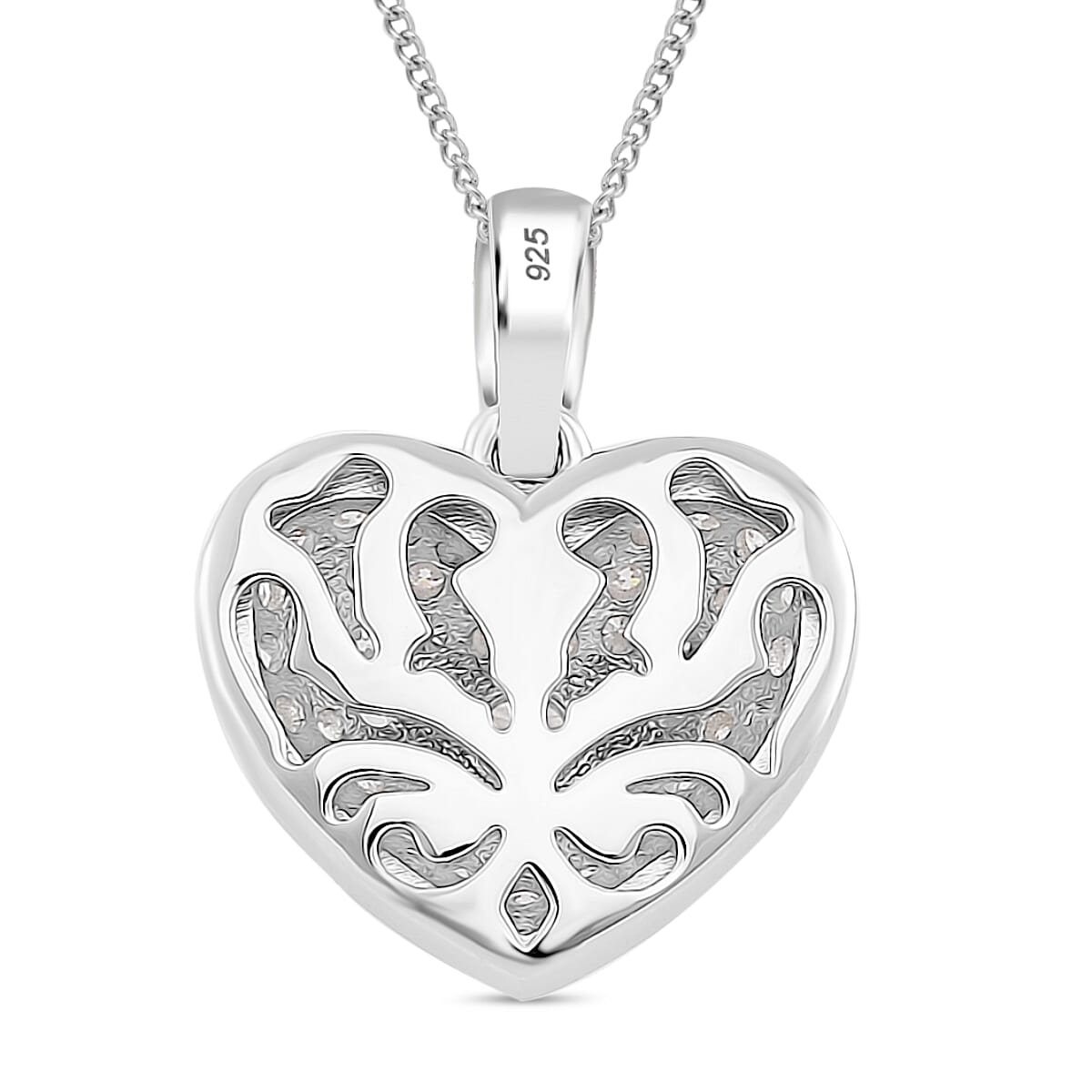 RADIANTA Premium Moissanite - GRA Certified Heart Pendant with Chain (Size 18) in Rhodium Overlay Sterling Silver 1.00 Ct.