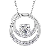 RADIANTA GRA Certified 1.05 Ct. Interlocking Circle Moissanite Pendant with Chain (Size 18) in Rhodium Overlay Sterling Silver