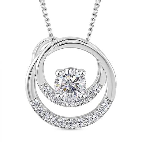 RADIANTA Premium D Colour VVS1 - GRA Certified (VVS1-D) Moissanite Pendant with Chain (Size 18) in Rhodium Overlay Sterling Silver 1.05 Ct.