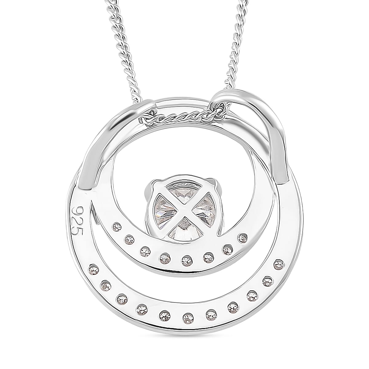 RADIANTA Premium D Colour VVS1 - GRA Certified (VVS1-D) Moissanite Pendant with Chain (Size 18) in Rhodium Overlay Sterling Silver 1.05 Ct.