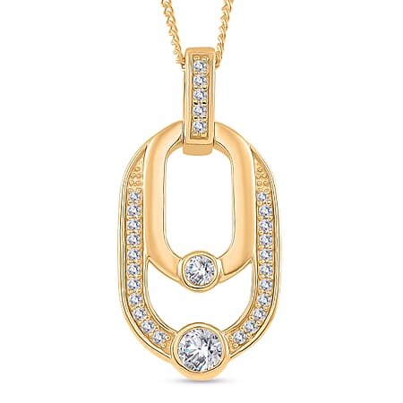 RADIANTA GRA Certified Moissanite D-VVS1 Pendant with Chain (Size 18) in 18K Vermeil Yellow Gold Plated Sterling Silver