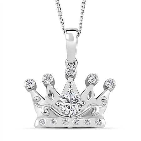 RADIANTA GRA Certified Moissanite Pendant with Chain (Size 18) in Rhodium Overlay Sterling Silver