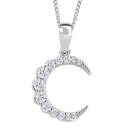 RADIANTA Premium D Colour VVS1 GRA Certified Moissanite (VVS1-D) Pendant with Chain (Size 18) in Rhodium Overlay Sterling Silver