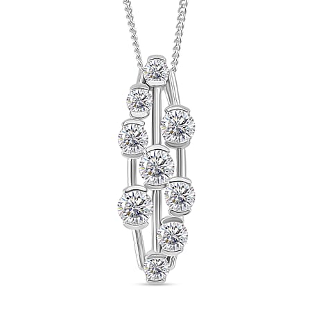 RADIANTA GRA Certified 1.65 Ct. Moissanite Bubble Pendant with Chain (Size 18) in Rhodium Overlay Sterling Silver (D-VVS1)