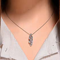 RADIANTA GRA Certified 1.65 Ct. Moissanite Bubble Pendant with Chain (Size 18) in Rhodium Overlay Sterling Silver (D-VVS1)