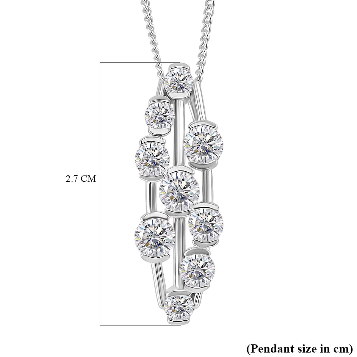RADIANTA Premium D Colour VVS1 - GRA Certified (VVS1-D) Moissanite Pendant with Chain (Size 18) in Rhodium Overlay Sterling Silver 1.65 Ct. RADIANTA Premium D Colour VVS1 - GRA Certified (VVS1-D) Moissanite Pendant with Chain (Size 18) in Rhodium Overlay Sterling Silver 1.65 Ct.