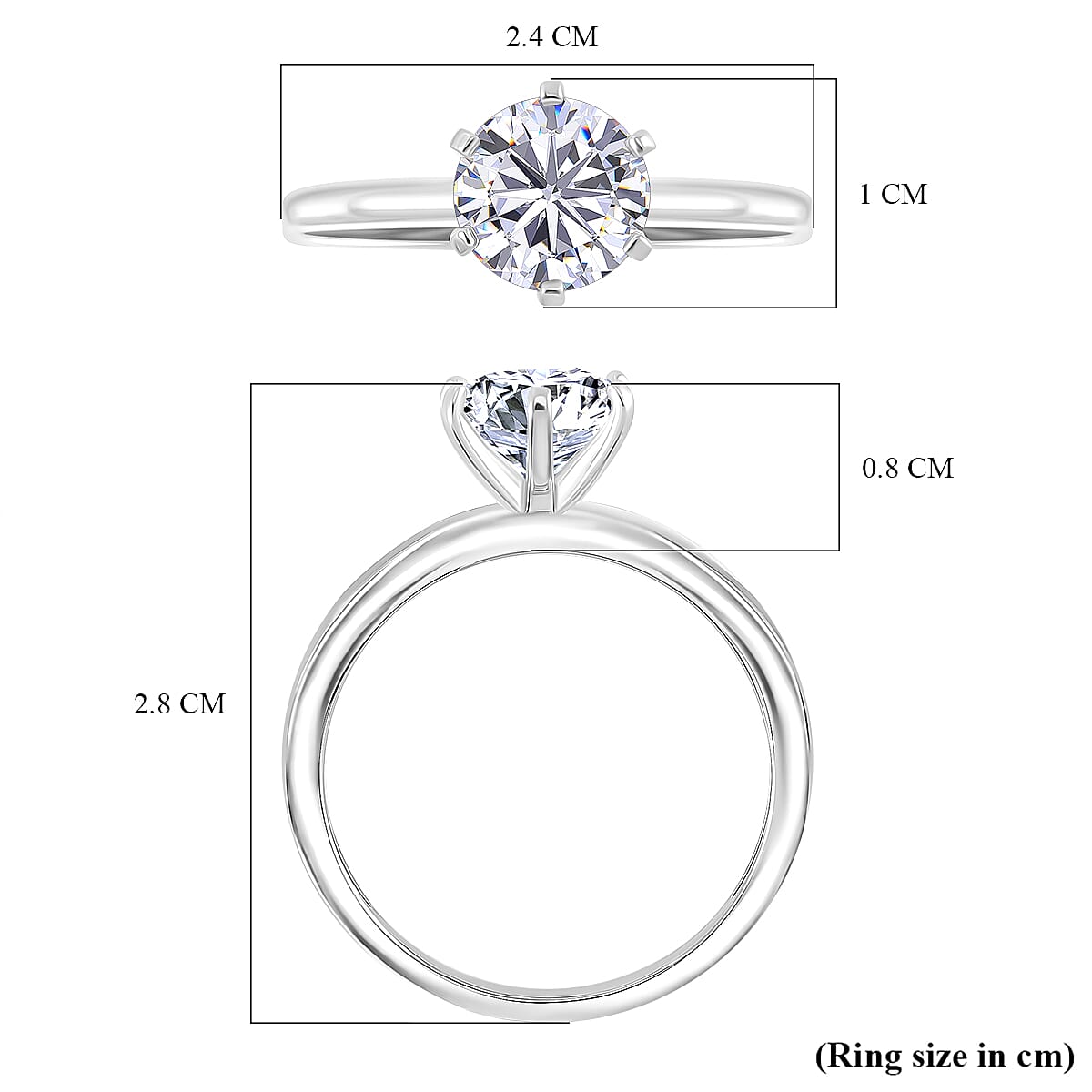 RADIANTA Moissanite - Set of 2 - GRA Certified (VVS1-D) Moissanite Ring in Rhodium Overlay Sterling Silver 3.50 Ct.
