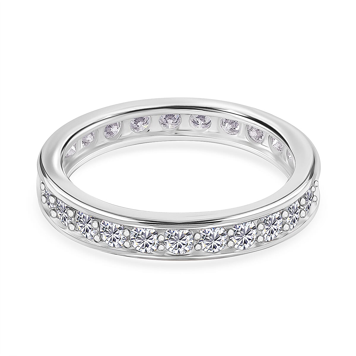 RADIANTA Moissanite - Set of 2 - GRA Certified (VVS1-D) Moissanite Ring in Rhodium Overlay Sterling Silver 3.50 Ct.