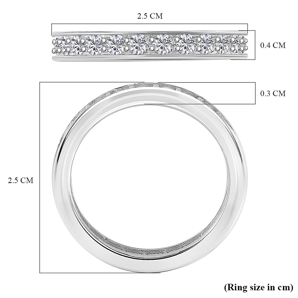 RADIANTA Moissanite - Set of 2 - GRA Certified (VVS1-D) Moissanite Ring in Rhodium Overlay Sterling Silver 3.50 Ct.