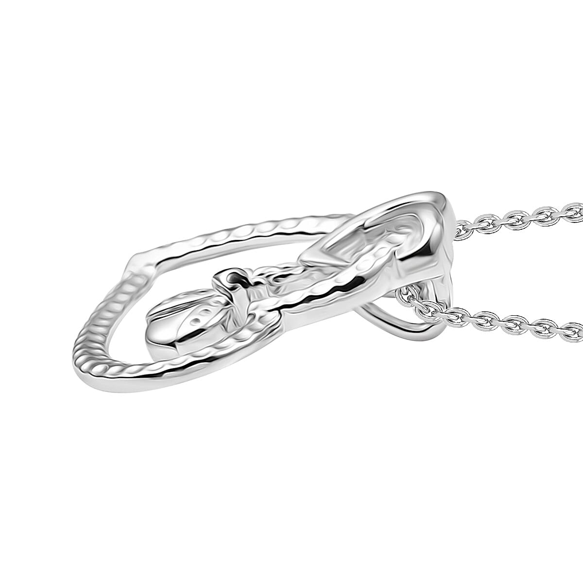 Blue Sapphire Pendant with Chain (Size 20) in Rhodium Overlay Sterling Silver