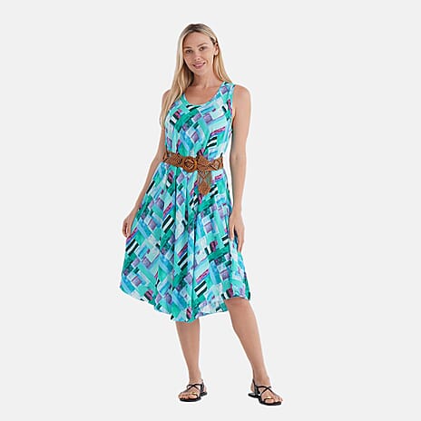 "Maisi printed Umbrella Dress set of 2 with elastic beltOnesize-W 59* L 115cm size-Onesize Color-Multi plaid patternMaterial -100% viscoseweight-Onesize-190g ", "Elastic Belt size-110cm*5cmonesizeColo