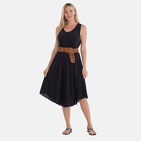 The Showstopper - - Maisi Sleeveless Umbrella Dress with Belt (Onesize) - Black